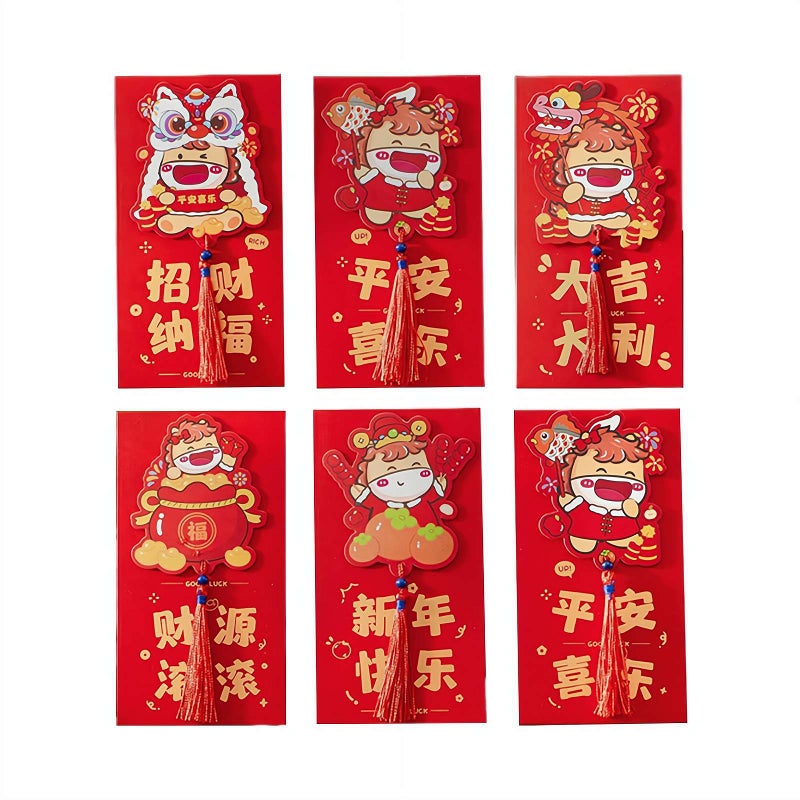 6 Pcs Chinese New Year Red Envelopes 2026 Bulk, Year Of The HorseYear Fengshui Lucky Money Pockets Cash Envelopes for Chinese Lunar NewYear 2026 & Spring Festival Party Decor - Image 1
